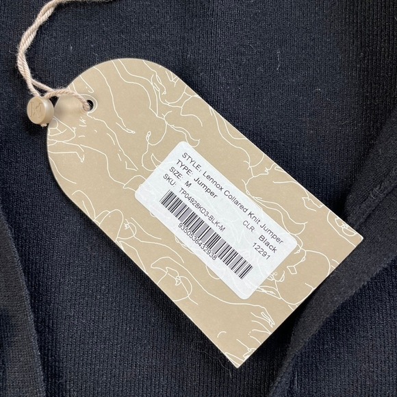 Meshki Lennox Collared Knit Jumper Black Deep V-Neck Crop Top TP04928KD3 Medium - Picture 5 of 13